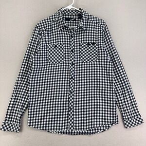 Rusty Flannel Shirt Mens M Black White Gingham Cotton‎ Button Up Y2K